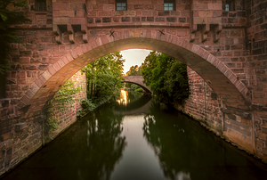 Nuremburg Two Medieval River Bridge Arches