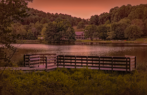 Peaks of Otter Lodge and Abbott Lake Sunset Glow