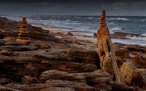 Florida Beach Cairns at Sunset