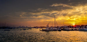 Winthrop Harbor Boston Sunset  Skyline