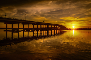 Ormond Beach Florida Bridge Sunset Rays