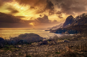 Lofoten Coastal Road Sunset