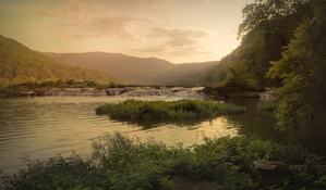 West Virginia New River Waterfalls at Dusk