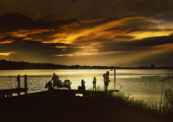 Family Time at Virginia Beach Print