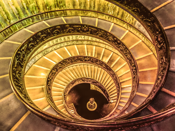 Golden Vatican Spiral Staircase Print