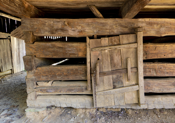 The Log Barn Crooked Door Print