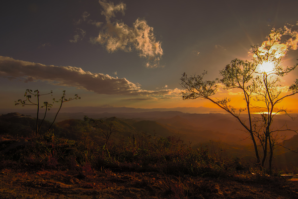 Costa Rica Plantation Hillsides at Sunset