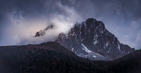 Dolomite Skyline Sunset Sesto  at Night Print