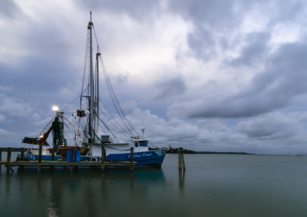 In the Nick of Time a Shrimp Boat at Sunset Print