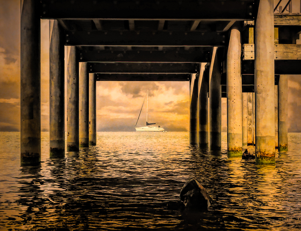 Lake Tahoe Under the Dock Sailboat Print