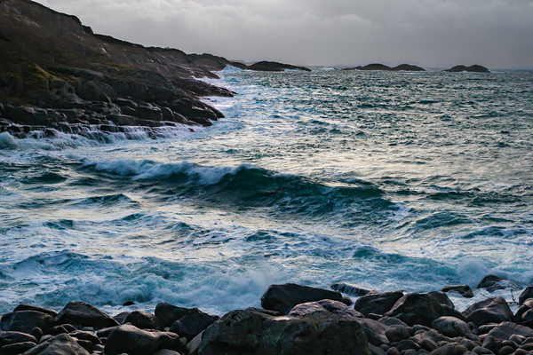 Lofoten Rocky Coastline and Storm Waves Print