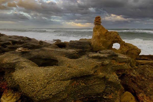Palm Coast Ocean  Cairns Print