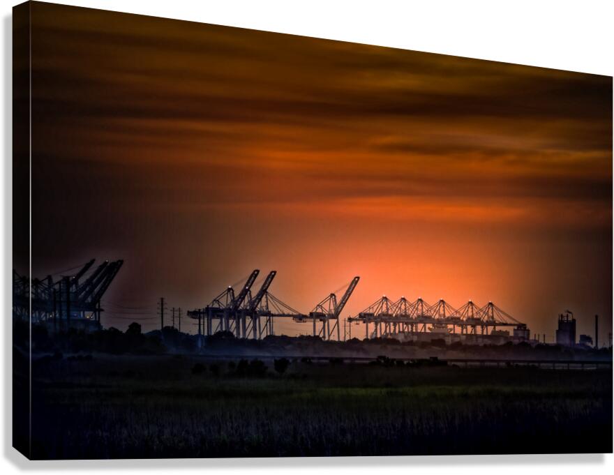 Savannah Shipyard at Sunset Canvas Print