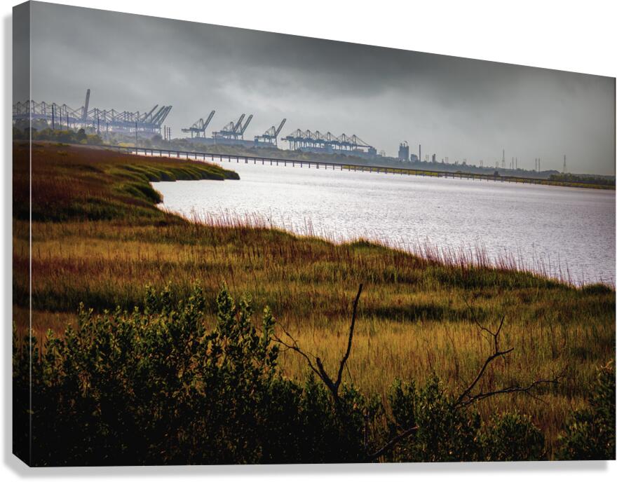 Savannah Shipyard Marsh Silhouette Canvas Print