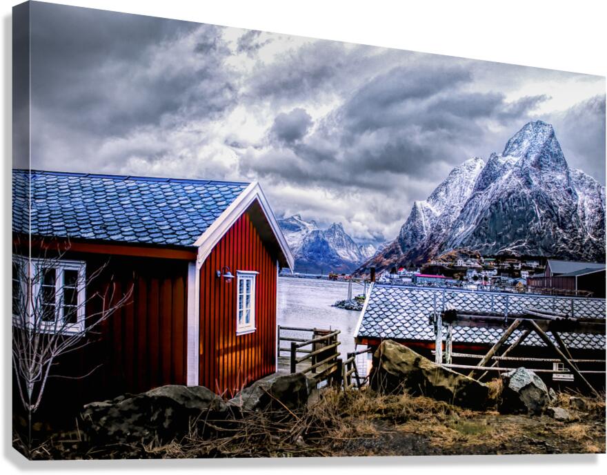 Reine Rorbu Mountain Landscape Canvas Print