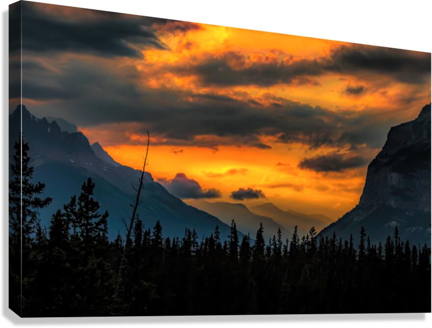 Icefields Parkway Sunset Silhouettes Canvas Print