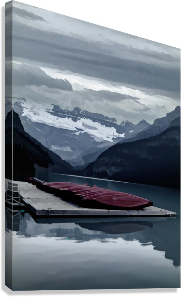 Lake Louise Canoes in Abstract Canvas Print