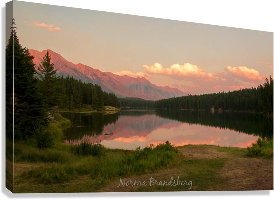 Banff Alberta Canada pond mountains Canvas Print