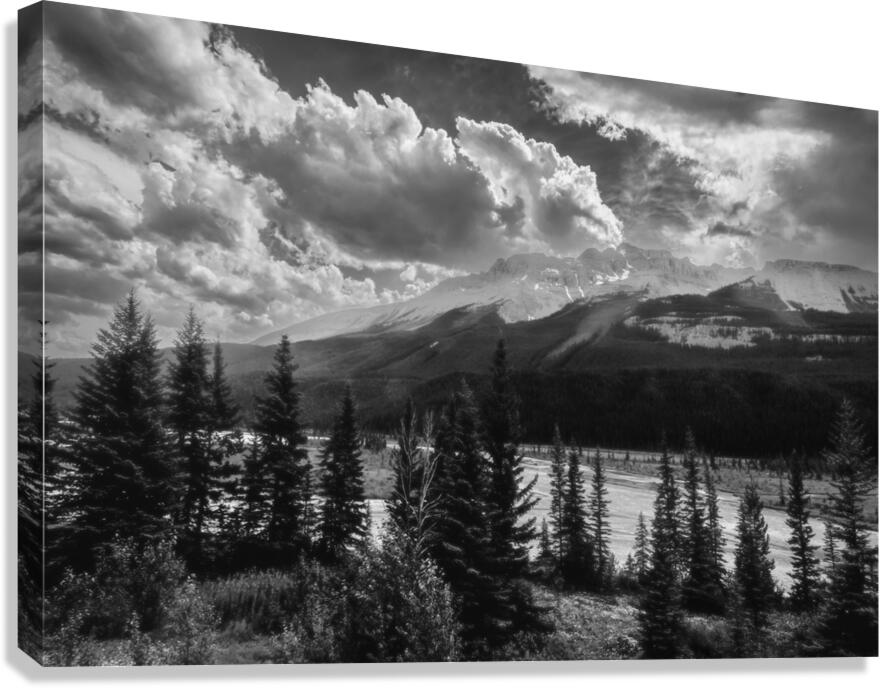 Icefield Parkway Sunset in Black and White Canvas Print