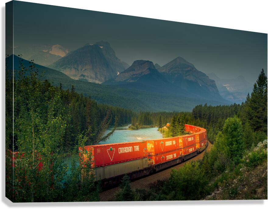 Morants Curve Train in Banff National Park Canvas Print
