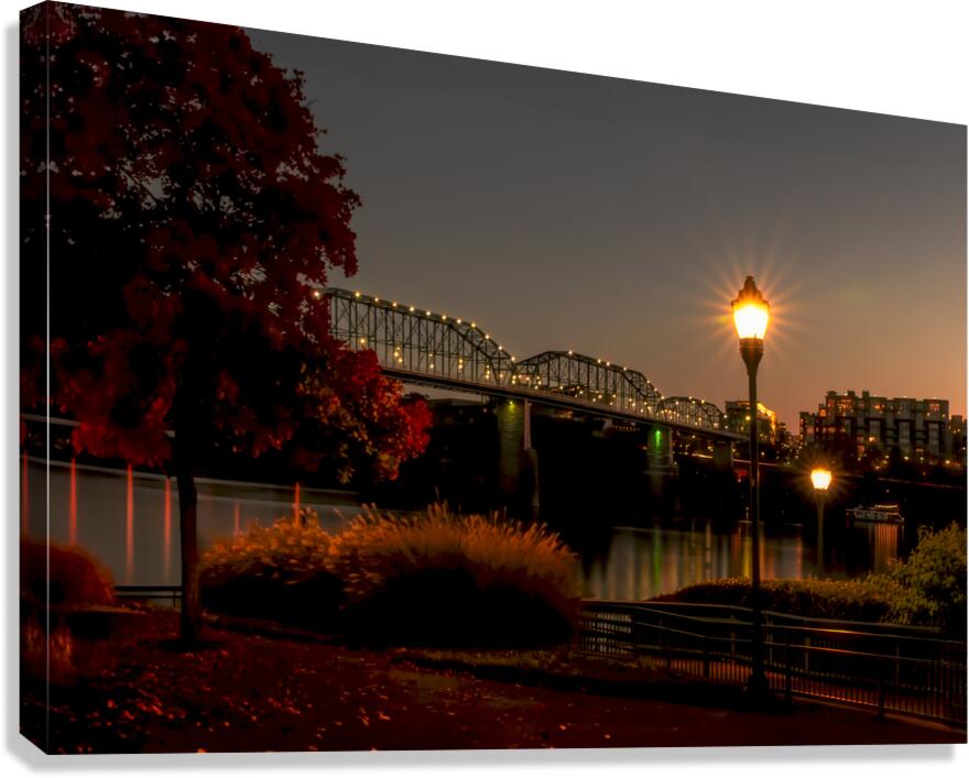 Chattanooga River Night Reflections Canvas Print