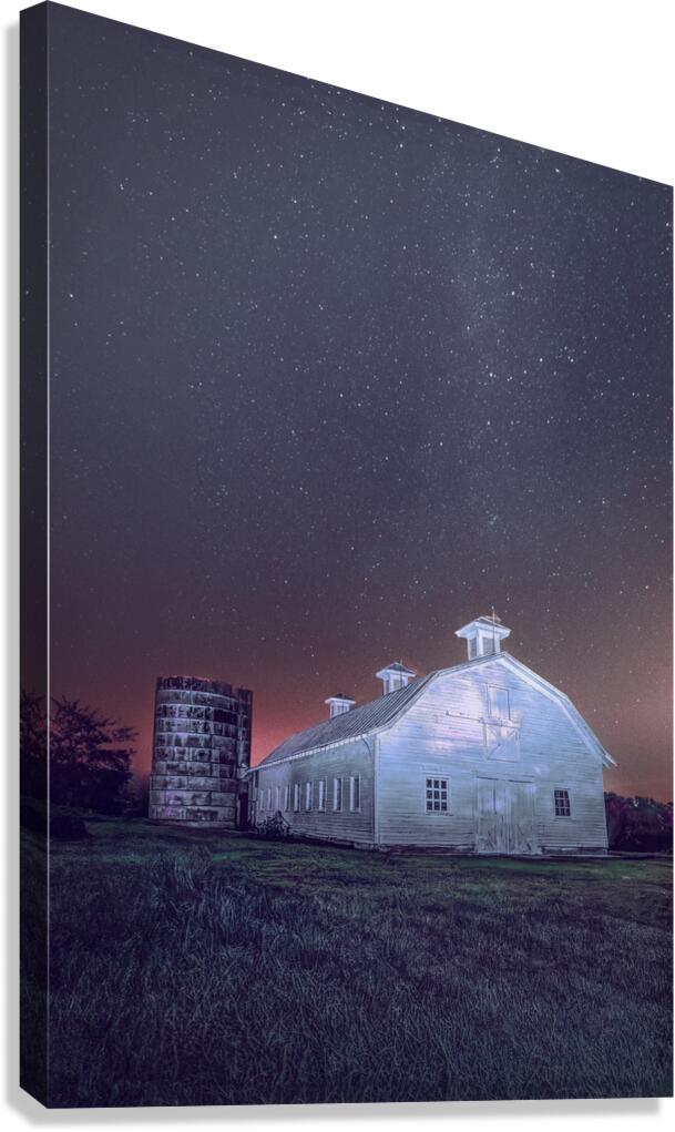 Virginia White Barn Under the Stars Canvas Print