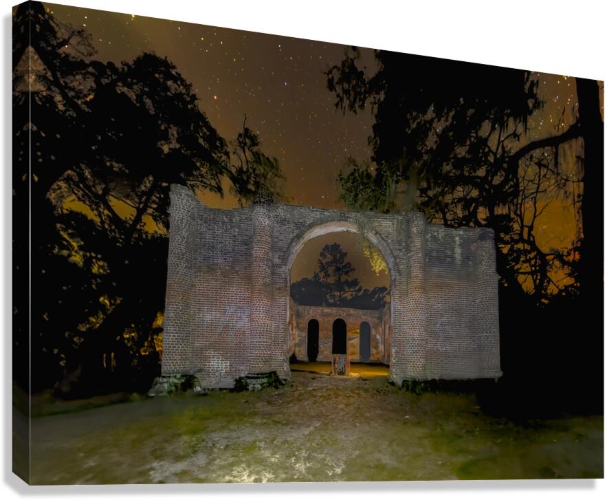 Old Sheldon Church Under the Stars Canvas Print
