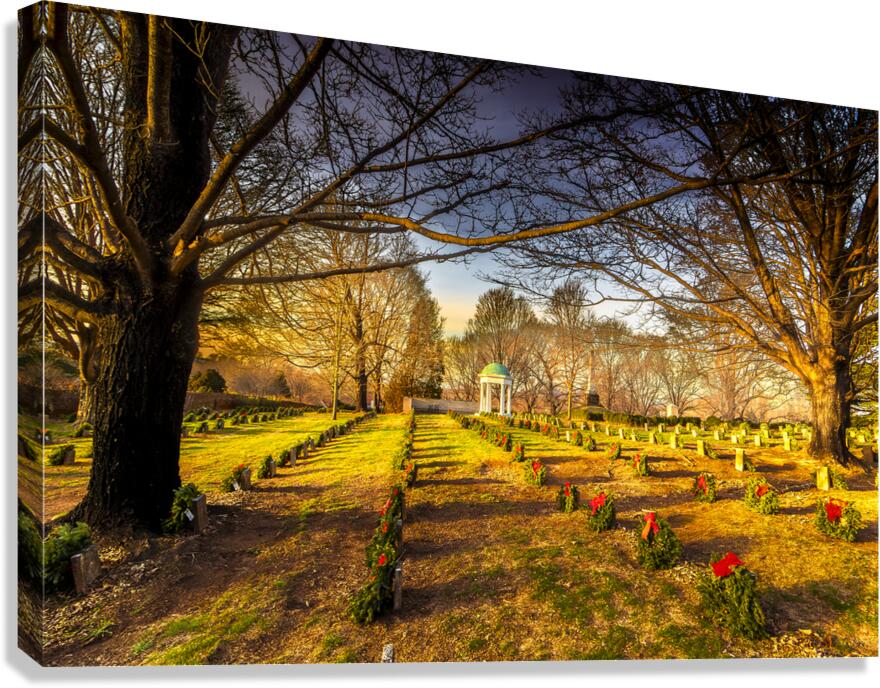 Old City Civil War Cemetery Christmas Wreaths Canvas Print