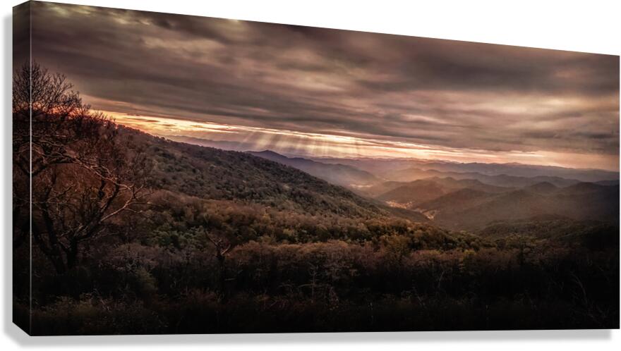 Blue Ridge Parkway Glassmine Overlook Sunset Panorama Canvas Print