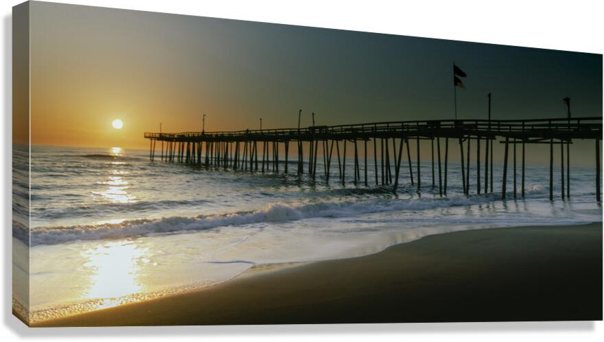 Outer Banks OBX Pier Sunrise 1 Canvas Print