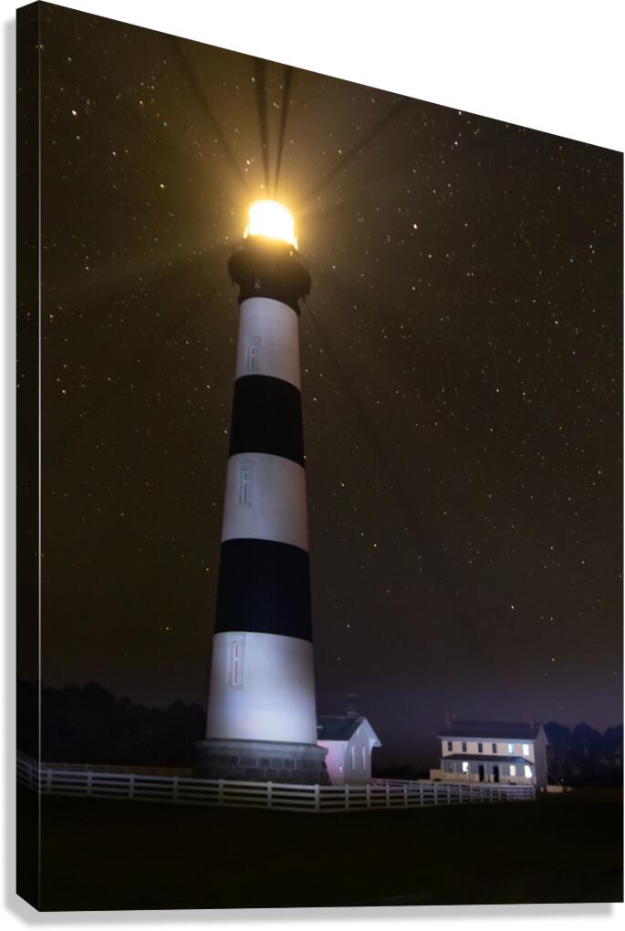 North Carolina Lighthouse Light Rays Vertical Canvas Print