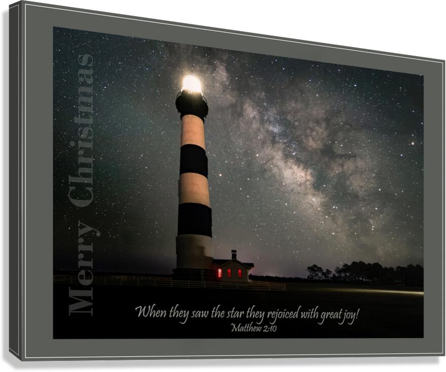 Bodie Lighthouse Merry Christmas Canvas Print