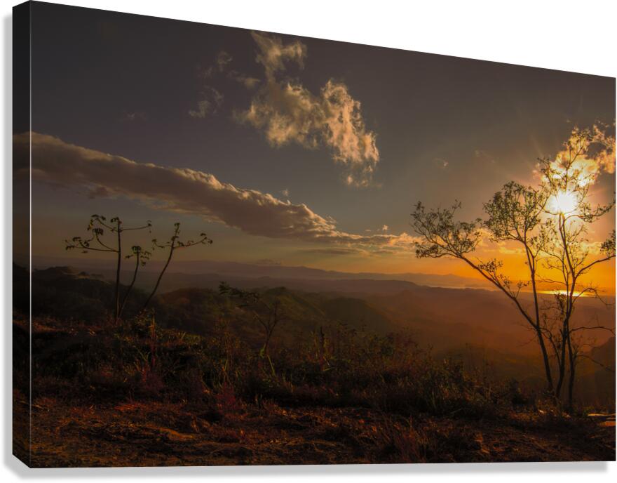 Costa Rica Plantation Hillsides at Sunset  Canvas Print