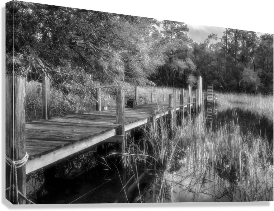 McClellanville Old Dock in Black and White Canvas Print