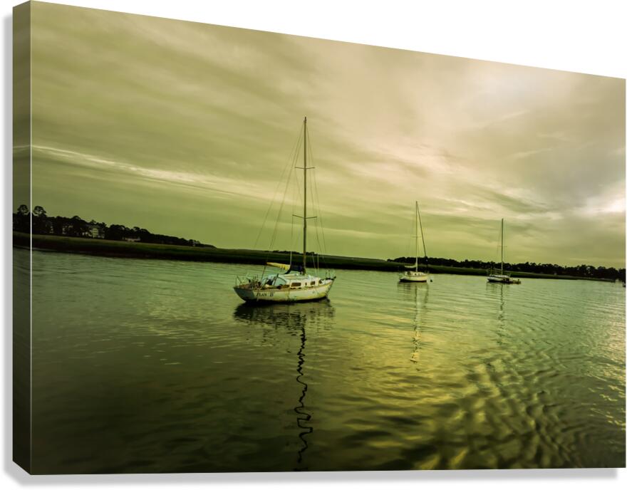 Hilton Head Broad Creek Sailboats Canvas Print