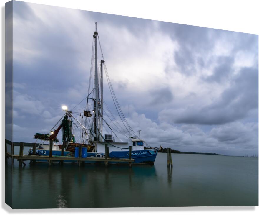 In the Nick of Time a Shrimp Boat at Sunset Canvas Print