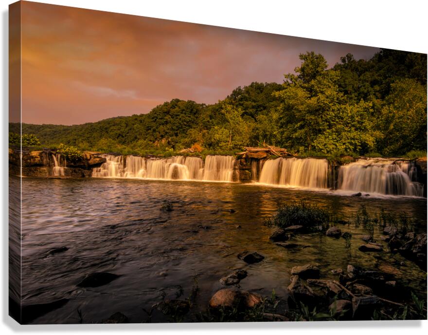 West Virginia  New River Sandstone Waterfall Sunset Canvas Print