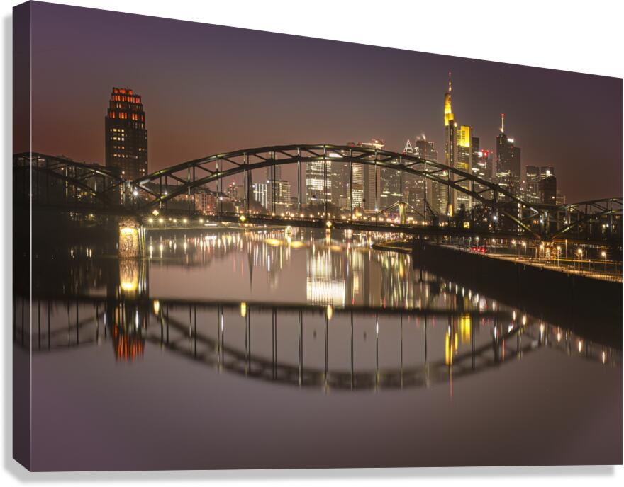 Frankfurt Main River Sunset Skyline Canvas Print