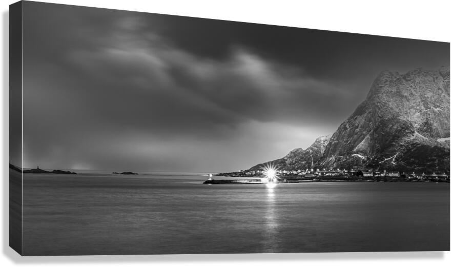 Reine Mountain Silhouette Canvas Print
