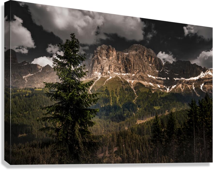 Italian Dolomite Val di Fassa Mountain Peaks at Night Canvas Print