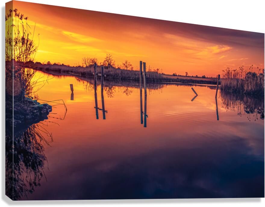 Lake Pontchartrain Bayou Bonfouca Sunset  Canvas Print