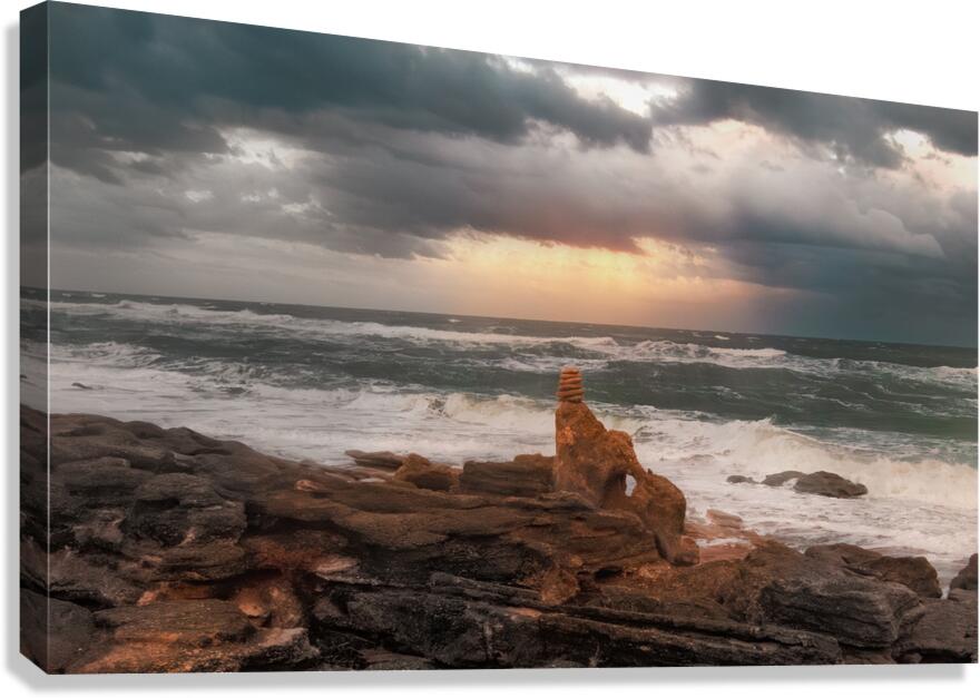 Florida Palm Coast Cochina Sunset Cairn Canvas Print