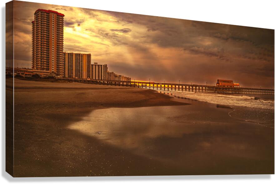 Myrtle Beach Wood Apache Pier at Sunrise Canvas Print