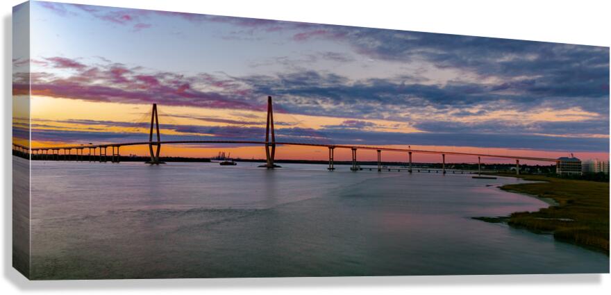 Ravenel Bridge Panoramic Sunset Canvas Print