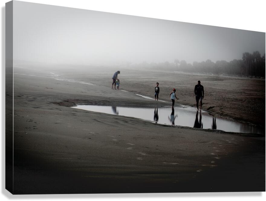 Beach Fun In the Fog Canvas Print