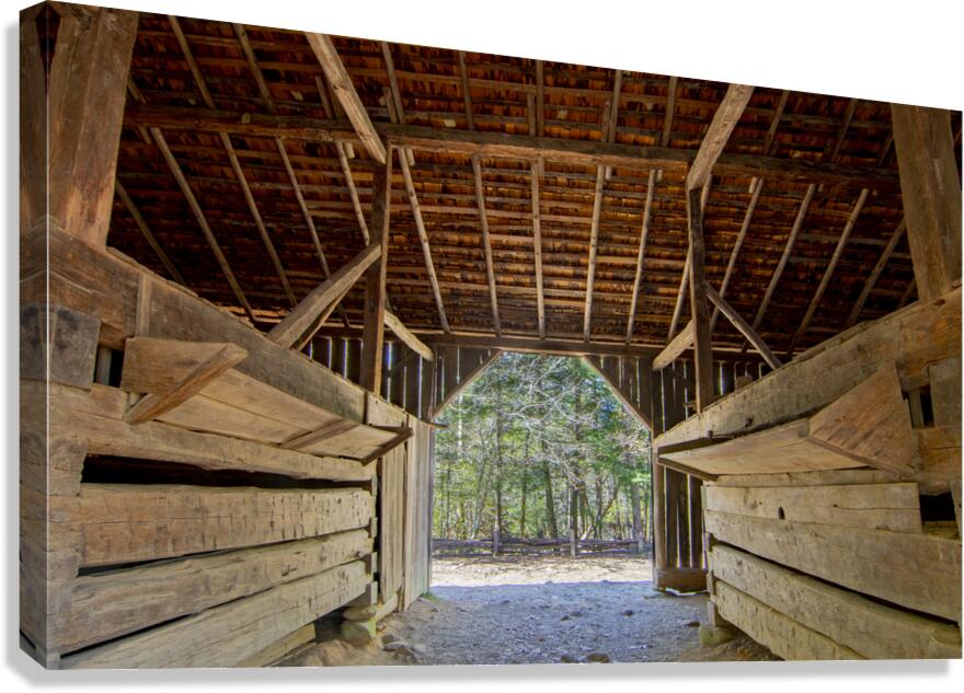Smoky Mountains Cades Cove Barn Interior Canvas Print