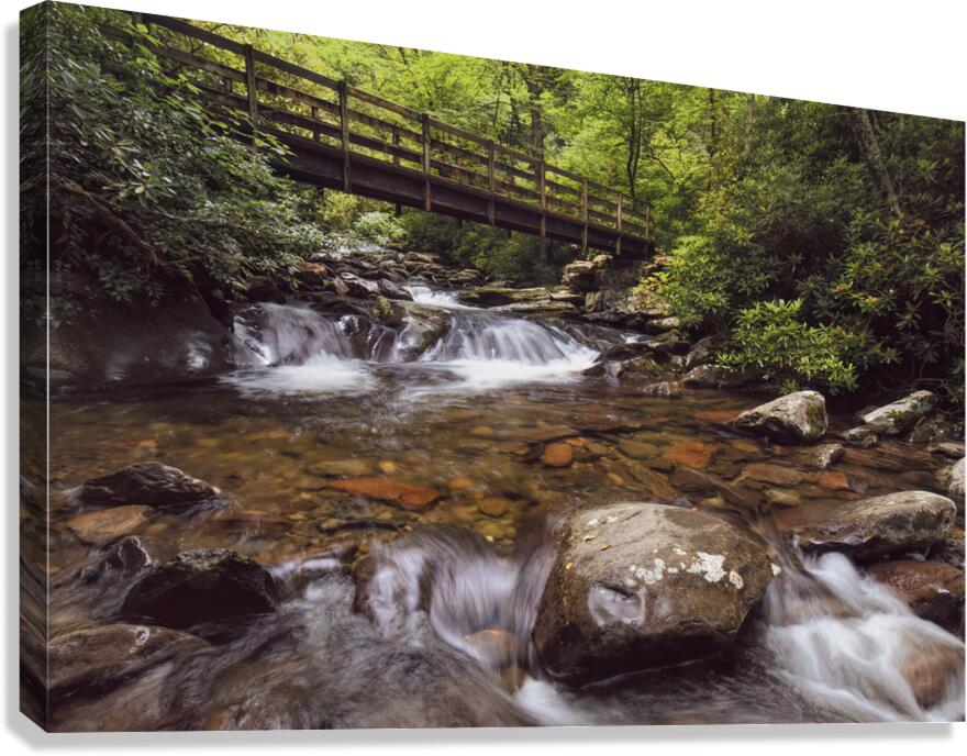 Smoky Mountains  River and Bridge Canvas Print
