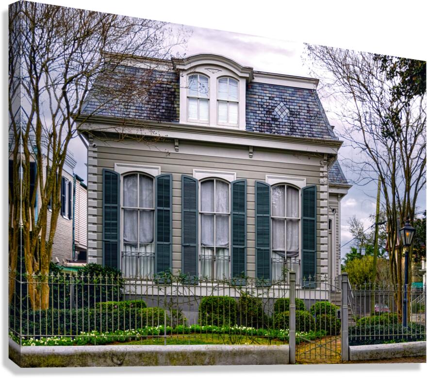 New Orleans Garden District House Green Shutters Canvas Print