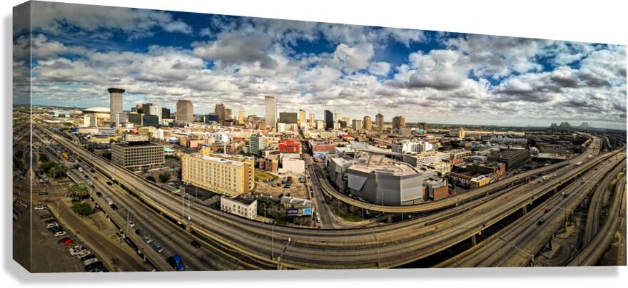 New Orleans Day Aerial City and Hi-way View Canvas Print