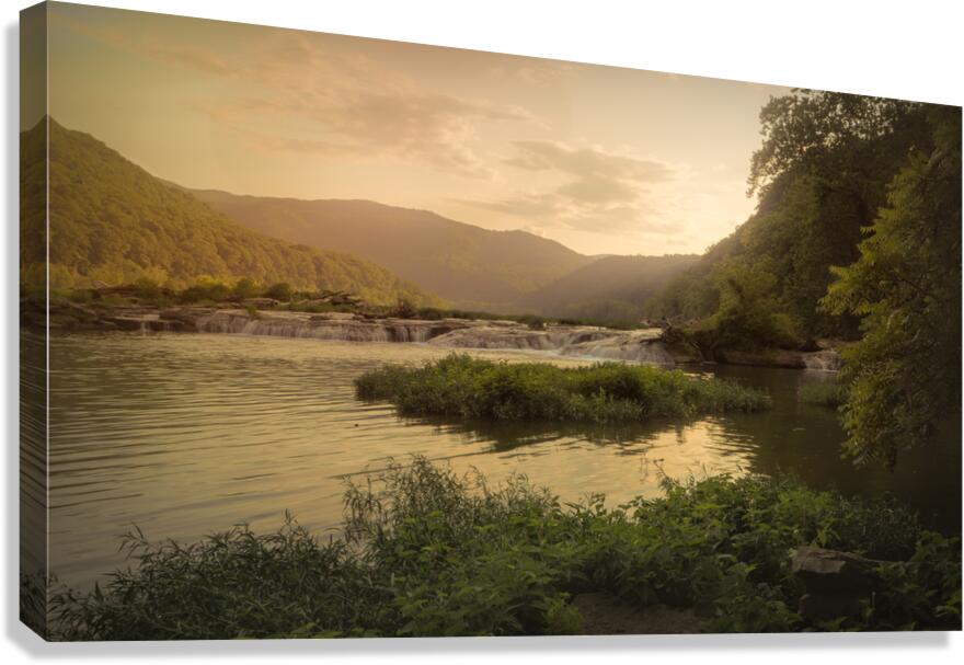 West Virginia New River Waterfalls at Dusk Canvas Print